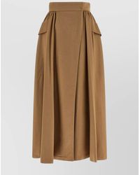 Max Mara - High Waist Midi Skirt With Draped Design - Lyst