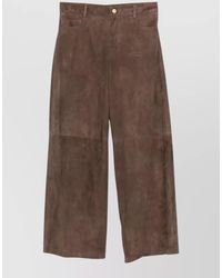 Max Mara - Suede Leather High-Rise Wide-Leg Trousers - Lyst