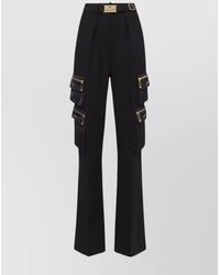 Elisabetta Franchi - High Waist Wide Leg Trousers With Cargo Pockets - Lyst