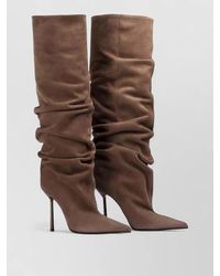 Le Silla - Suede Ruched Stiletto Knee-High Boots - Lyst