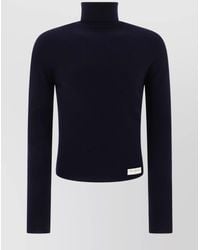 Balmain - Logo Patch Turtleneck Sweater With Ribbed Texture - Lyst