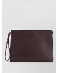 Orciani - Hammered Leather Clutch Logo Front Strap - Lyst