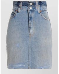 RE/DONE - Denim High-Rise Pencil Skirt - Lyst