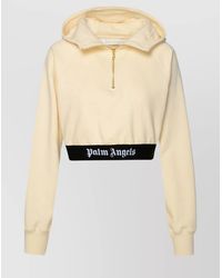Palm Angels - Ribbed Hooded Cotton Cropped Sweatshirt - Lyst