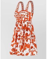 Dolce & Gabbana - Short Dress Majolica Print Cotton Poplin - Lyst