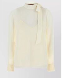 Gucci - Crepe Blouse With Buttoned Cuffs And Shoulder - Lyst