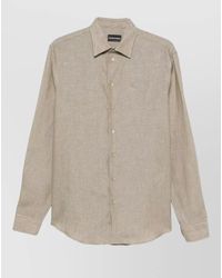 Emporio Armani - Cotton Shirt Button Down Collar Long Sleeves - Lyst