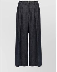 Brunello Cucinelli - Wide Leg Pleated Trousers With Belt Loops - Lyst