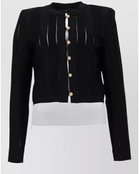 Balmain - Cropped Open Front Long Sleeve Jacket - Lyst