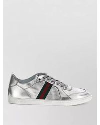 Gucci - Stretch Metallic Leather Sneakers Rubber Sole - Lyst