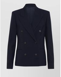 Brunello Cucinelli - Double-Breasted Wool Jacket Flap Pockets - Lyst