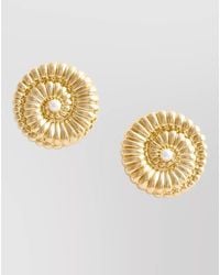 Self-Portrait - Shell Pearl Brass Earrings Crystal Accents - Lyst
