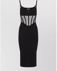 Elisabetta Franchi - Mesh Panel Sleeveless Midi Dress - Lyst