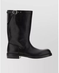 Dries Van Noten - Mid-Calf Leather Boots Round Toe - Lyst