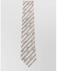 Dries Van Noten - Slim Tie Floral Pattern Striped Design - Lyst