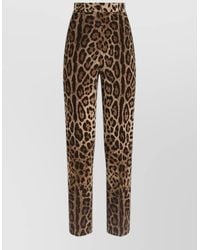 Dolce & Gabbana - High Waist Slim Fit Animal Print Pants - Lyst