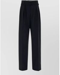 Prada - Wool Blend Pleated Palazzo Pant Belt Loops - Lyst