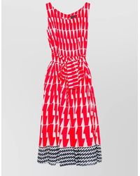Samantha Sung - Midi Dress Belted Waist Geometric Pattern - Lyst