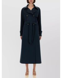 Max Mara - Long Double-Breasted Coat Belted Waist - Lyst