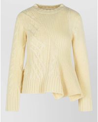 Sacai - Wool Sweater Cable Knit Asymmetric Hem Crew Neck - Lyst