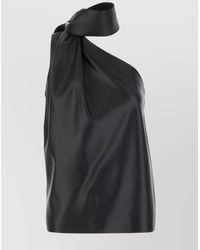 Stella McCartney - One-Shoulder Satin Finish Top With Bow Detail - Lyst