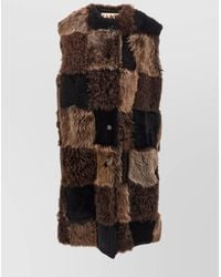 Marni - Checkerboard Shearling Long Vest - Lyst