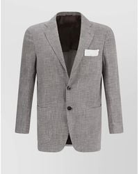 Kiton - Wool Blazer Jacket With Geometric Lapels And Slit Pocket - Lyst