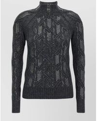 Ermanno Scervino - Cable Knit Mock Neck Sweater With Ribbed Hem - Lyst