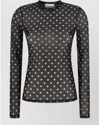 Ganni - Printed Sheer Slim-Fit Long-Sleeve Top - Lyst