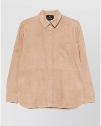 Paul Smith - Leather Shirt Long Sleeves Point Collar - Lyst