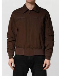 Dolce & Gabbana - Cotton Stretch Bomber Jacket Zip Front Pockets - Lyst