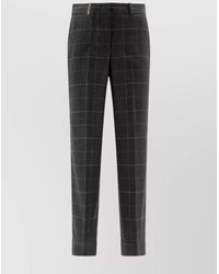 Peserico - Check Pattern Wool And Cashmere Trousers - Lyst