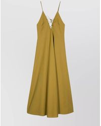 forte_forte - Cotton Poplin V-Neck Sleeveless Midi Dress - Lyst