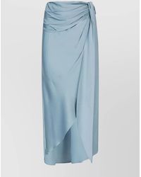Jonathan Simkhai - Draped Satin Midi Skirt With Asymmetrical Hem - Lyst