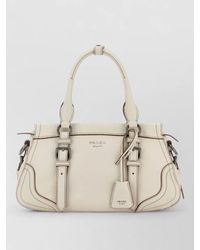 Prada - Leather Shoulder Bag Structured Shape - Lyst