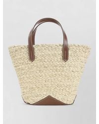 Lanvin - Catch Straw Tote Bag Leather Trim - Lyst