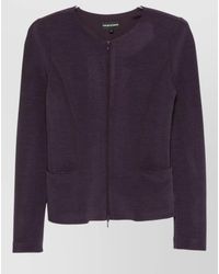 Emporio Armani - Ribbed Tailored Zip Blazer Jacket Top - Lyst