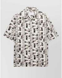 Prada - Cotton Blend Bowling Shirt Button Collar - Lyst