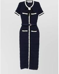 Self-Portrait - Midi Dress Short Sleeves Belted Bow Detail - Lyst