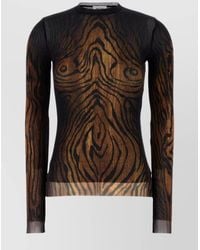 Jean Paul Gaultier - Printed Mesh Long-Sleeve Top - Lyst