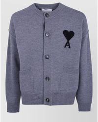Ami Paris - Wool Crewneck Cardigan - Lyst