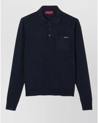 Gucci - Fine-Knit Wool Long-Sleeve Polo Shirt - Lyst