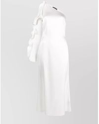 David Koma - One-Shoulder Long-Sleeve Satin Midi Dress - Lyst