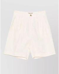 Woolrich - Linen Blend Shorts Front Pleats Pockets Beltloops - Lyst