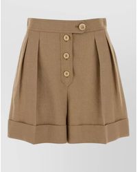 Valentino Garavani - Viscose Blend Tailored Shorts Pleats Buttons - Lyst