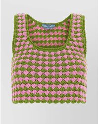 Prada - Tow-Tone Crochet Crop Top - Lyst