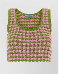 Prada - Tow-Tone Crochet Crop Top - Lyst