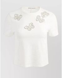 Alice + Olivia - Cindy Cropped Crystal Butterfly Cutout T-Shirt - Lyst
