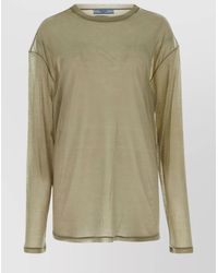 Prada - Silk Blend Oversized Long-Sleeve T-Shirt - Lyst