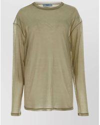 Prada - Silk Blend Oversized Long-Sleeve T-Shirt - Lyst